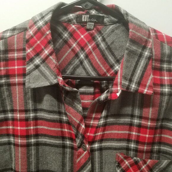 KUT from the Kloth Long Sleeve Plaid Flannel Button Down Shirt - Picture 6 of 13